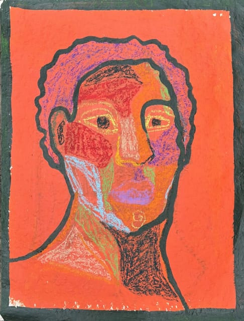 “Orange mand” (2025), maleri af Selma Frausing Binau