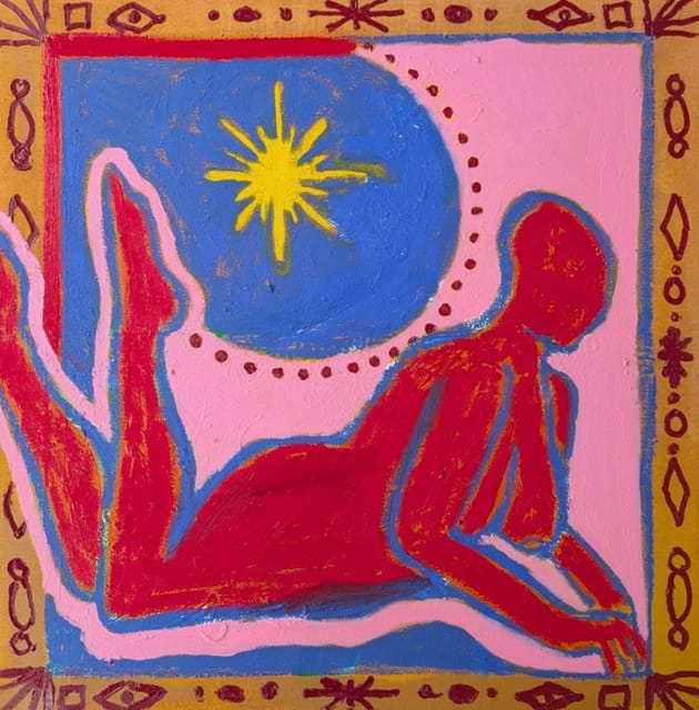 “Sol og figur” (2026), maleri af Selma Frausing Binau